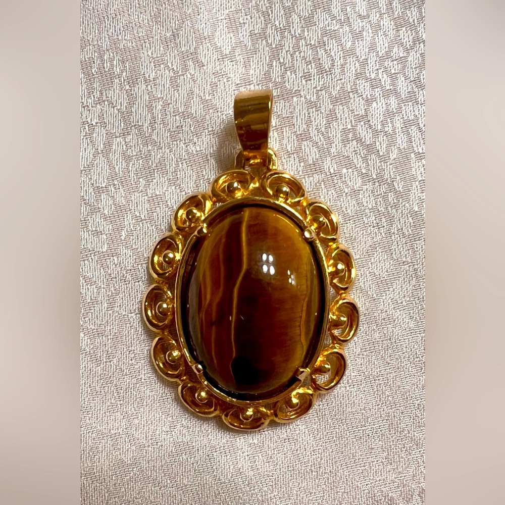 Vintage Napier Tiger-Eye Gold Pendant NWOT